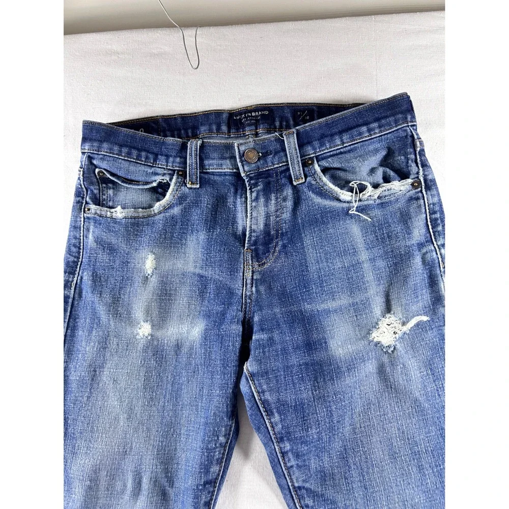 Lucky Brand 110‎ Slim Mens Blue Distressed Denim Jeans 31x30 Medium Wash